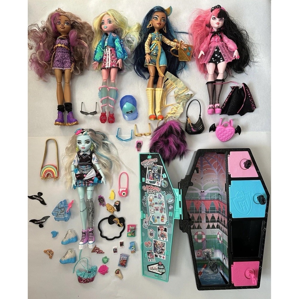 2021 MONSTER HIGH Doll Lot Of 5 Accs Cleo Frankie Stein/ Draculaura Laguna Blue